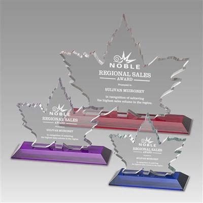 Premios de hoja de arce de vidrio de corte por láser personalizado